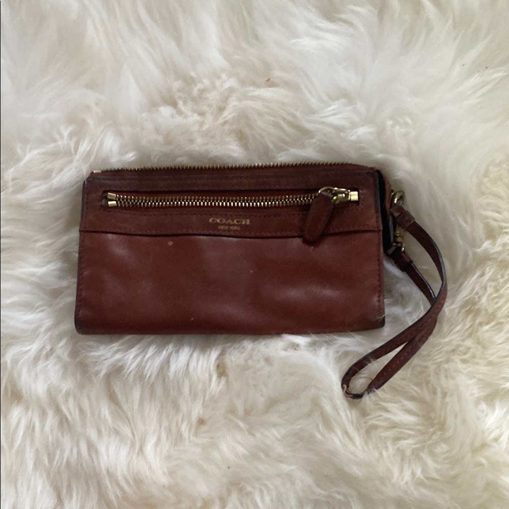 Coach Brown Leather Wristlet